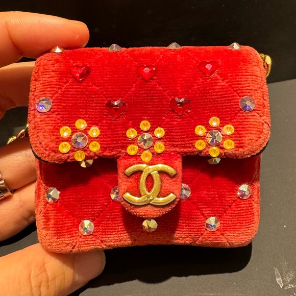 Chanel Crystal Micro Mini Velvet Chain Flap Bag - Picture 3 of 9